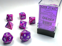 7pc Festive Violet w/ White Polyhedral Set - CHX27457 | All Aboard Games