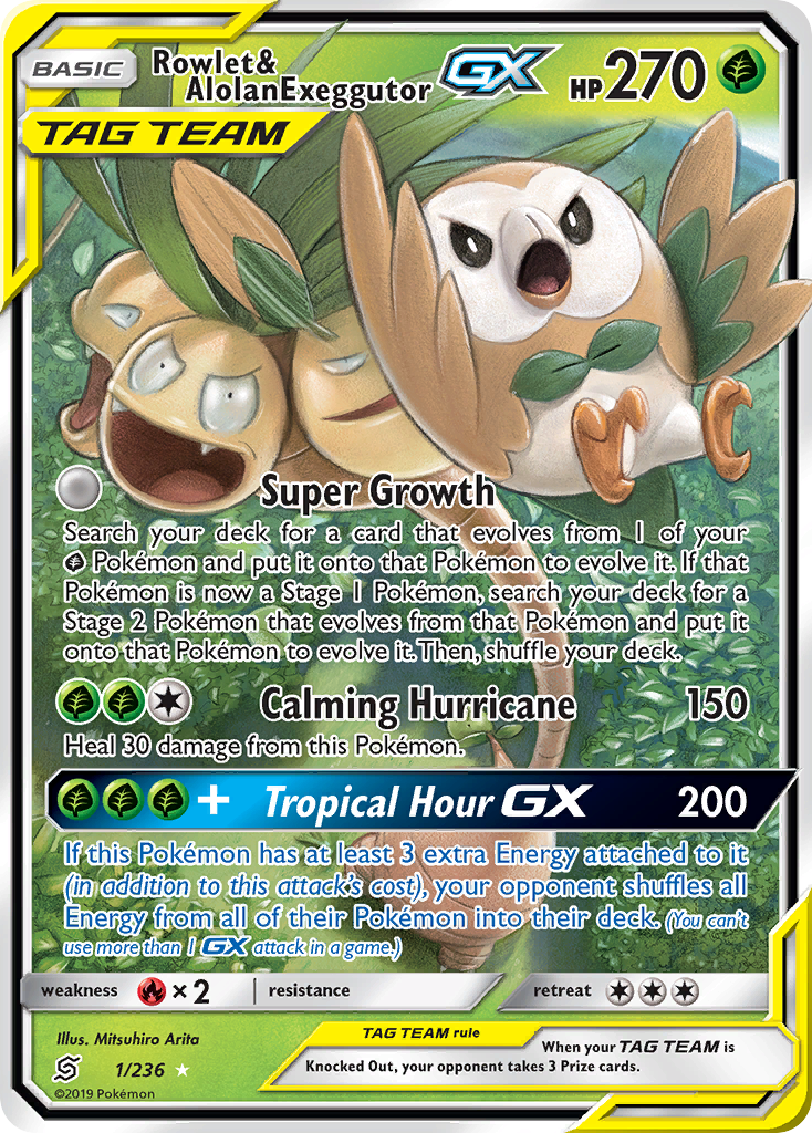 Rowlet & Alolan Exeggutor GX (1/236) [Sun & Moon: Unified Minds] | All Aboard Games