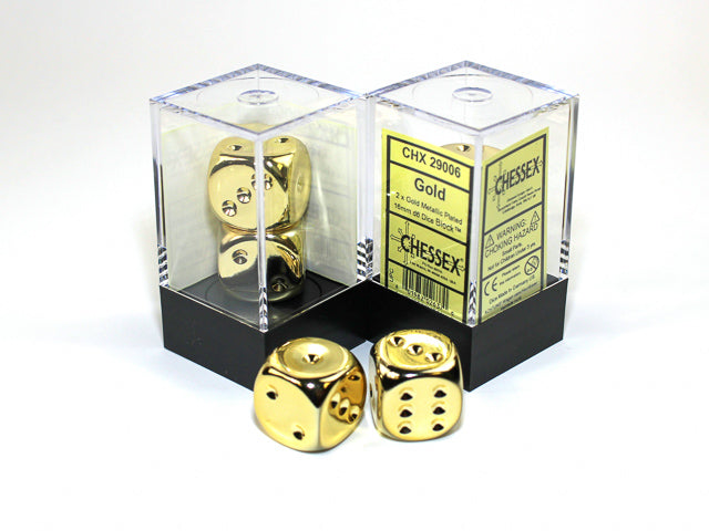 16mm d6 pair - Gold Plated - CHX29006 | All Aboard Games