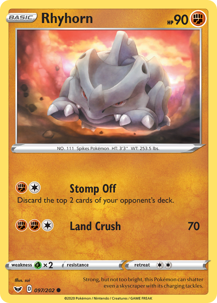 Rhyhorn (097/202) [Sword & Shield: Base Set] | All Aboard Games