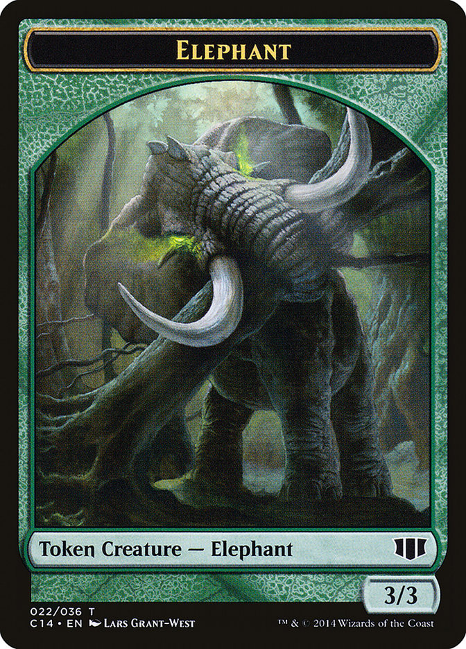 Elephant // Elf Warrior Double-sided Token [Commander 2014 Tokens] | All Aboard Games