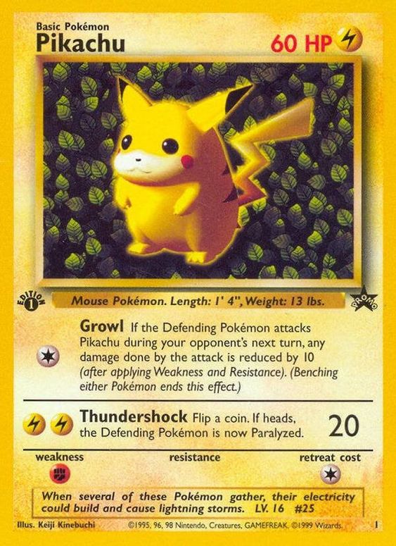 Pikachu (1) (1st Edition Misprint Promo) [Wizards of the Coast: Black Star Promos] | All Aboard Games