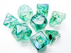 7pc Borealis Kelp w/ light green Luminary Polyhedral Set - CHX30054 | All Aboard Games