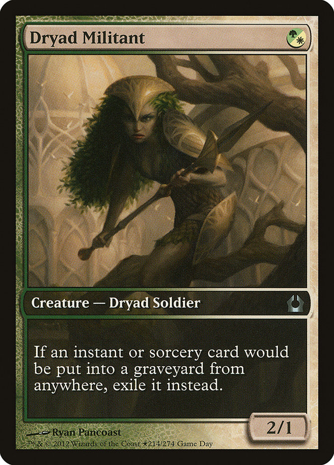 Dryad Militant (Game Day) (Extended) [Return to Ravnica Promos] | All Aboard Games