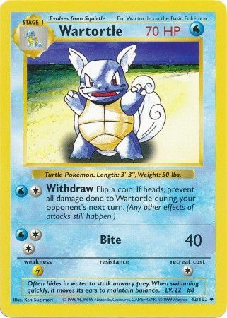 Wartortle (42/102) [Base Set Shadowless Unlimited] | All Aboard Games