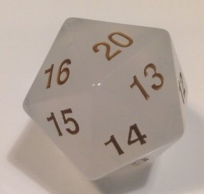 55mm Countdown D20 Translucent White | All Aboard Games