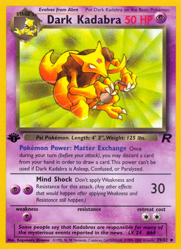 Dark Kadabra (39/82) [Team Rocket 1st Edition] | All Aboard Games