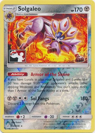 Solgaleo (142/236) (Pokemon Club Special Print) [Sun & Moon: Cosmic Eclipse] | All Aboard Games