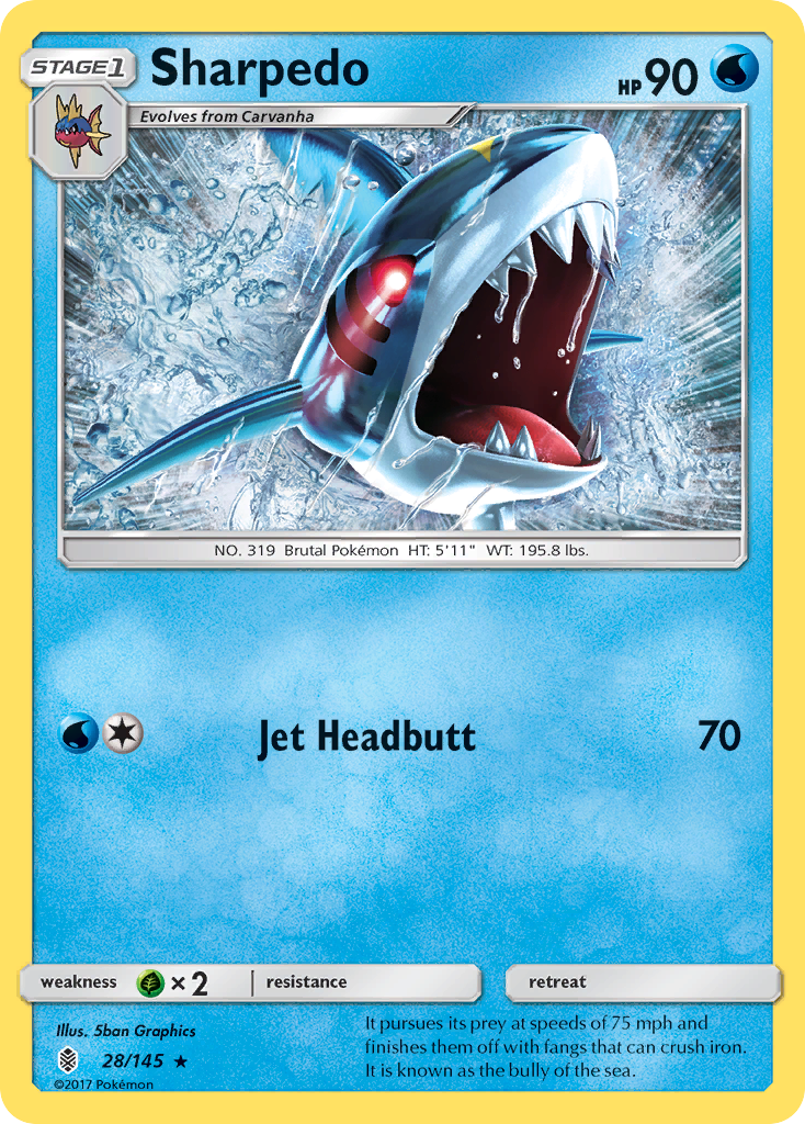 Sharpedo (28/145) [Sun & Moon: Guardians Rising] | All Aboard Games