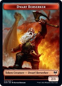 Dwarf Berserker // Cat Double-sided Token [Kaldheim Tokens] | All Aboard Games