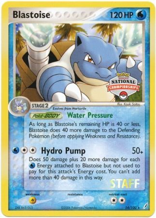 Blastoise (14/100) (National Championship Promo Staff) [EX: Crystal Guardians] | All Aboard Games