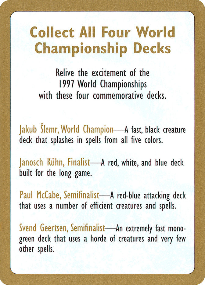 1997 World Championships Ad [World Championship Decks 1997] | All Aboard Games