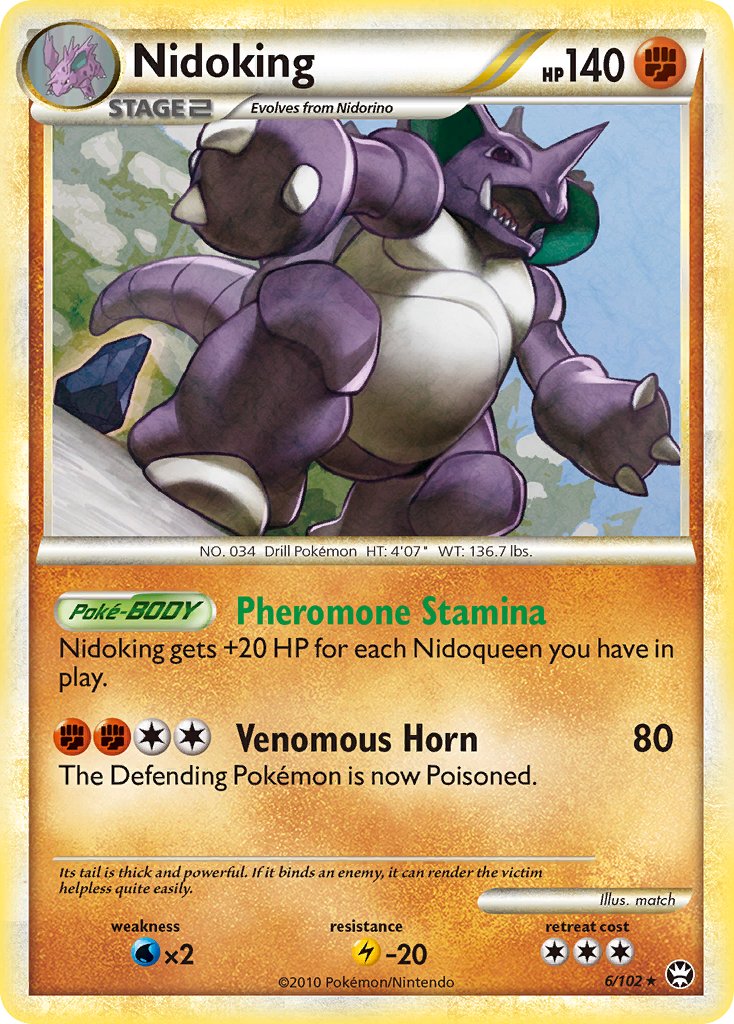 Nidoking (6/102) (Cracked Ice Holo) (Theme Deck Exclusive) [HeartGold & SoulSilver: Triumphant] | All Aboard Games