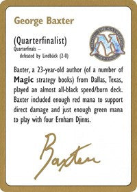 1996 George Baxter Biography Card [World Championship Decks] | All Aboard Games
