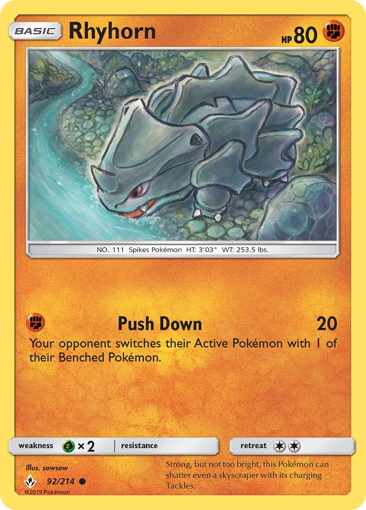 Rhyhorn (92/214) [Sun & Moon: Unbroken Bonds] | All Aboard Games