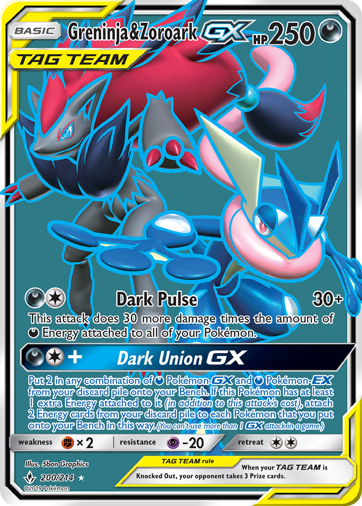 Greninja & Zoroark GX (200/214) [Sun & Moon: Unbroken Bonds] | All Aboard Games