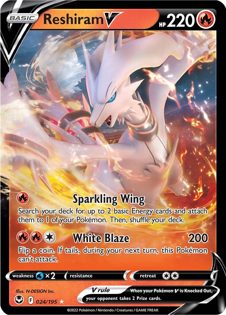 Reshiram V (024/195) [Sword & Shield: Silver Tempest] | All Aboard Games