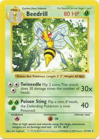 Beedrill (17/102) [Base Set Shadowless Unlimited] | All Aboard Games