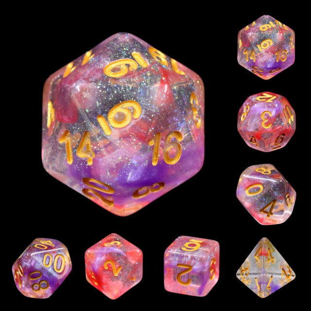 7pc Iridescent Luminous Ruby w/ Gold - HDI13 | All Aboard Games