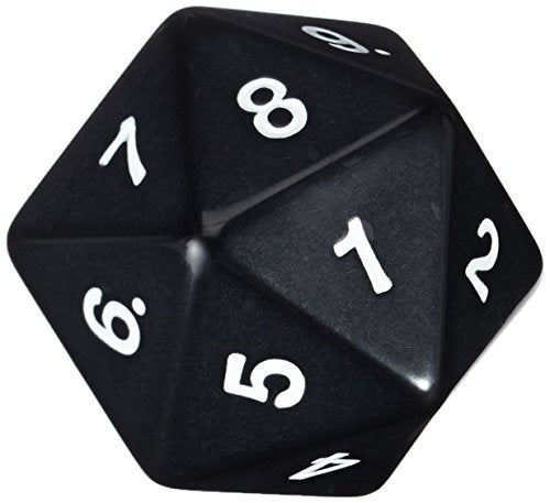 55mm Countdown D20 Opaque Black | All Aboard Games