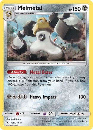 Melmetal (129/214) (Cosmos Holo) [Sun & Moon: Unbroken Bonds] | All Aboard Games