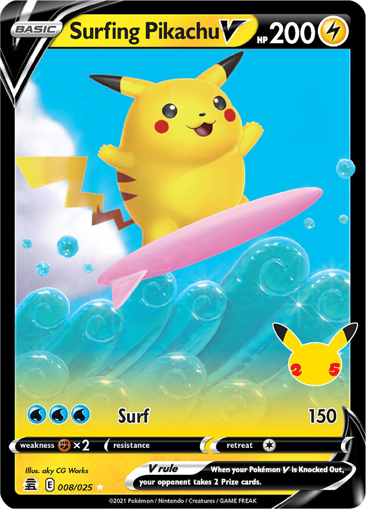 Surfing Pikachu V (008/025) [Celebrations: 25th Anniversary] | All Aboard Games