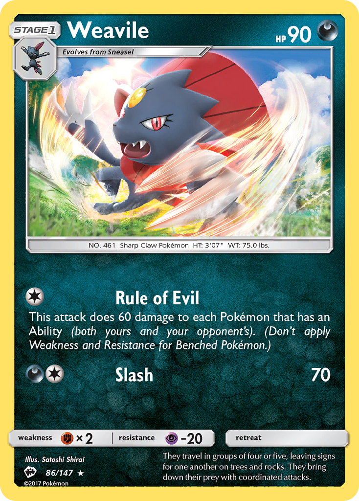 Weavile (86/147) [Sun & Moon: Burning Shadows] | All Aboard Games