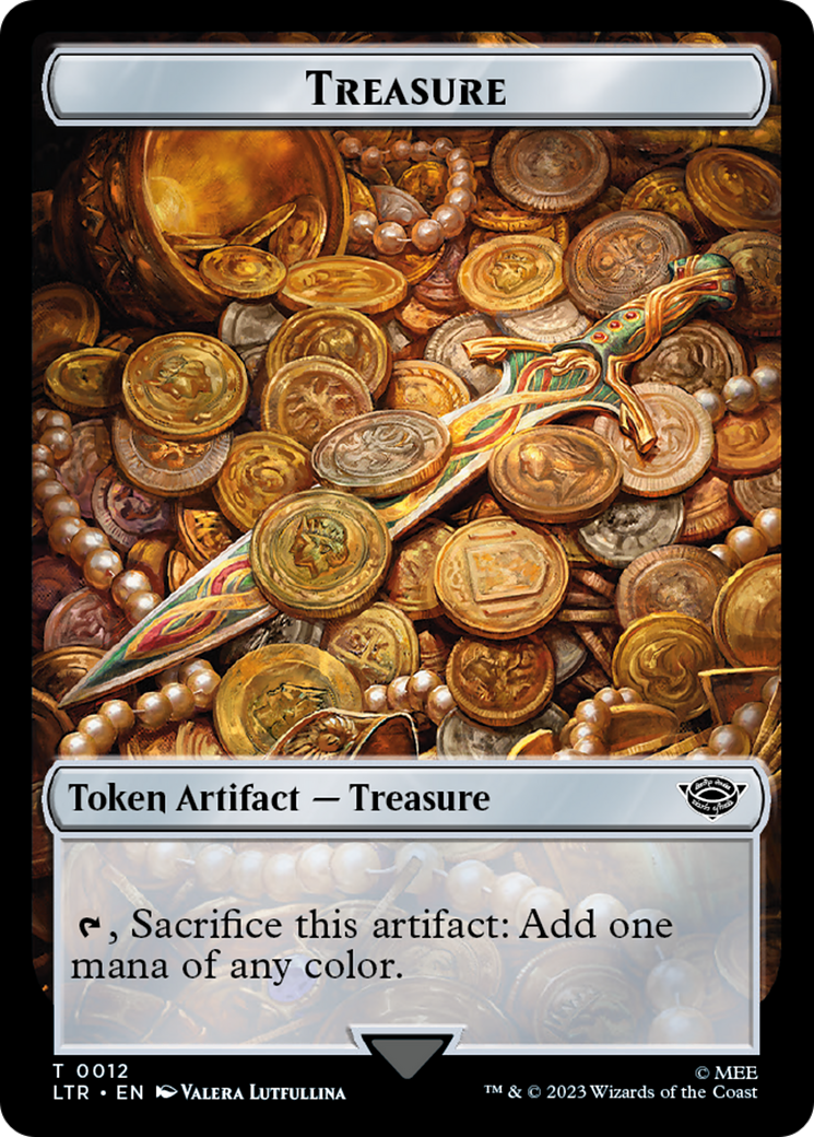 Elf Warrior // Treasure Double Sided Token [The Lord of the Rings: Tales of Middle-Earth Commander Tokens] | All Aboard Games