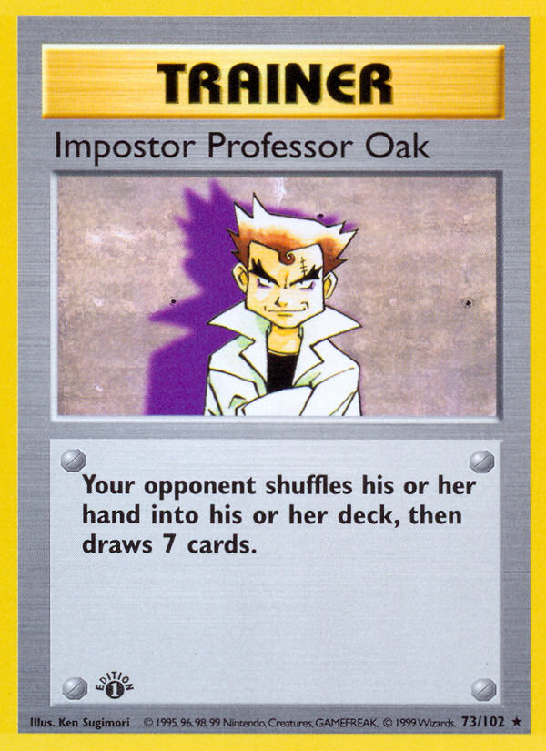 Impostor Professor Oak (73/102) (Shadowless) [Base Set 1st Edition] | All Aboard Games