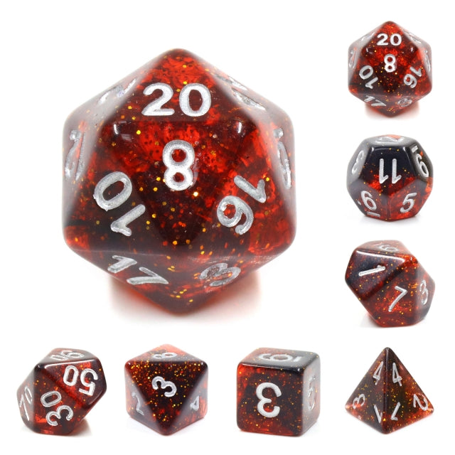 7pc Dark Glitter Red w/ Silver - HDG09 | All Aboard Games