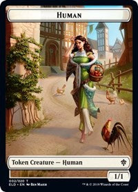 Human // Food (17) Double-sided Token [Throne of Eldraine Tokens] | All Aboard Games