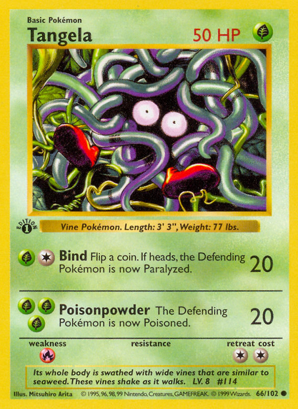 Tangela (66/102) (Shadowless) [Base Set 1st Edition] | All Aboard Games