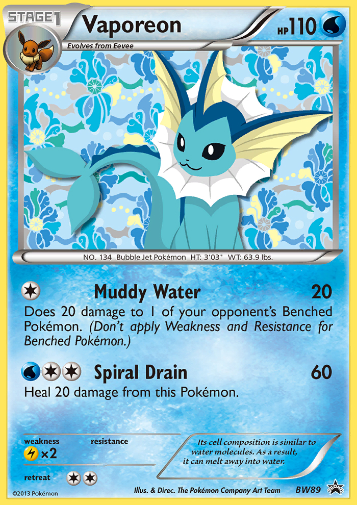 Vaporeon (BW89) [Black & White: Black Star Promos] | All Aboard Games