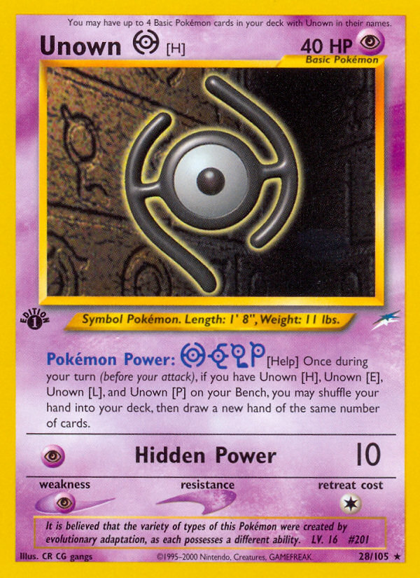 Unown [H] (28/105) [Neo Destiny 1st Edition] | All Aboard Games