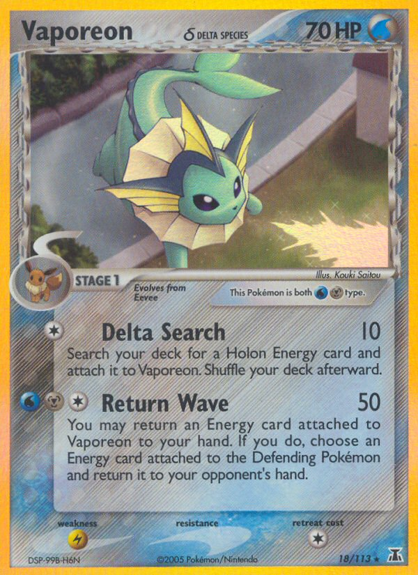 Vaporeon (18/113) (Delta Species) [EX: Delta Species] | All Aboard Games