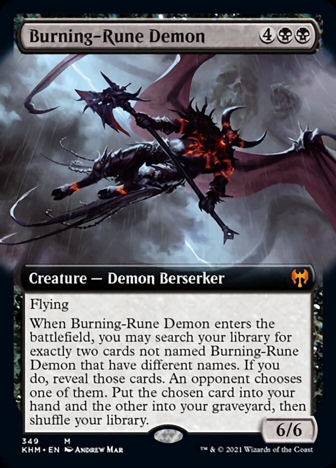 Burning-Rune Demon (Extended Art) [Kaldheim] | All Aboard Games