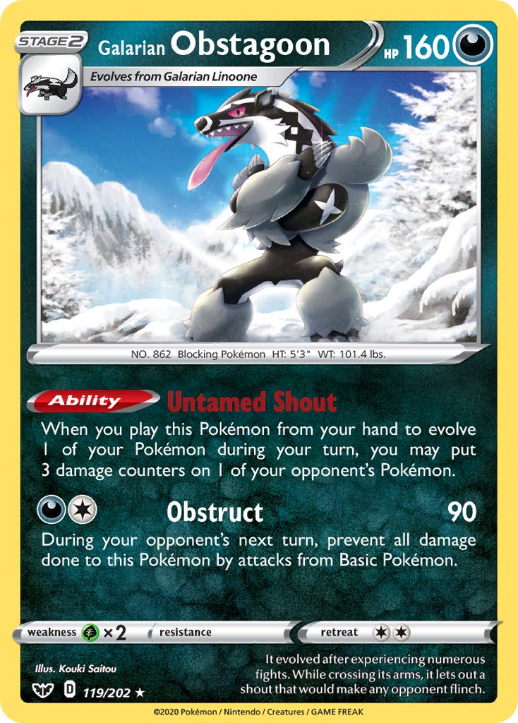 Galarian Obstagoon (119/202) (Theme Deck Exclusive) [Sword & Shield: Base Set] | All Aboard Games