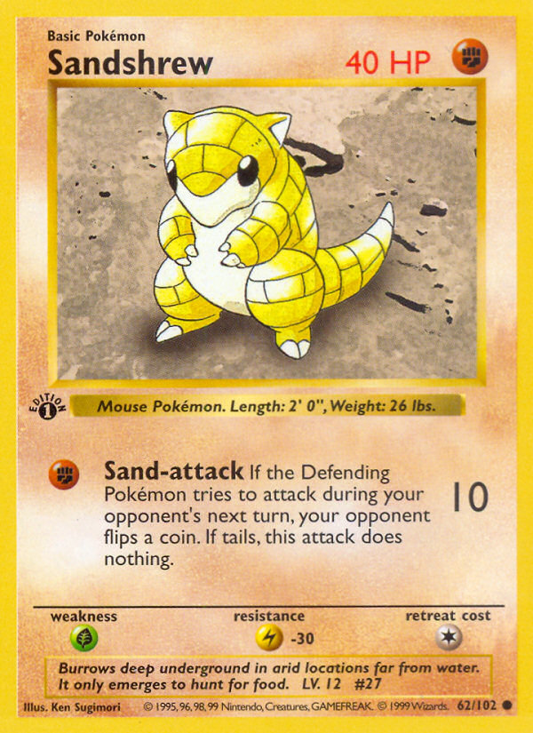 Sandshrew (62/102) (Shadowless) [Base Set 1st Edition] | All Aboard Games