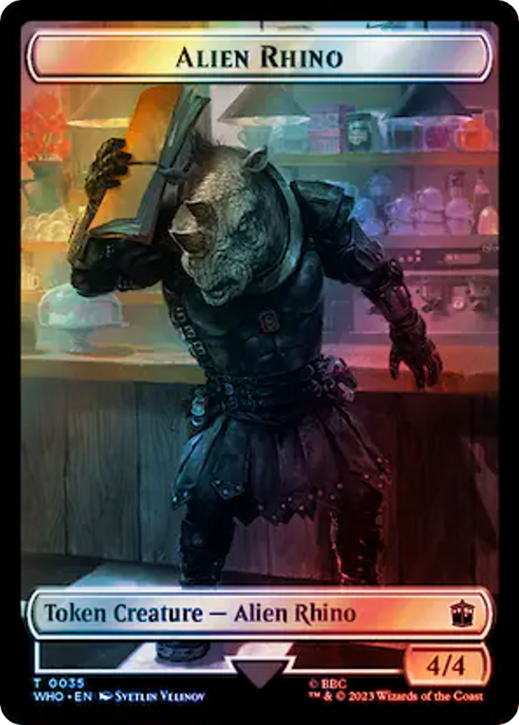 Alien Rhino // Beast Double-Sided Token (Surge Foil) [Doctor Who Tokens] | All Aboard Games