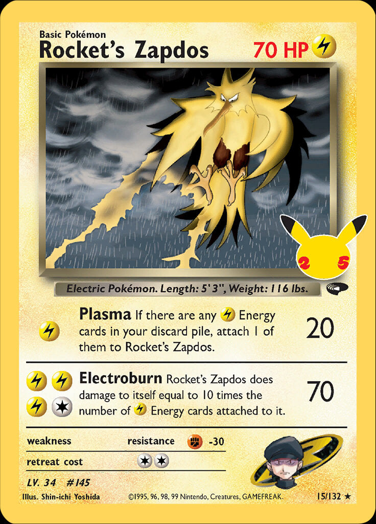 Rocket's Zapdos (15/132) [Celebrations: 25th Anniversary - Classic Collection] | All Aboard Games