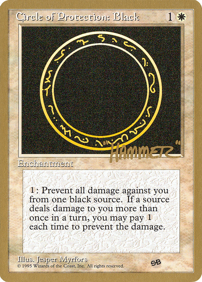 Circle of Protection: Black (Shawn "Hammer" Regnier) (SB) [Pro Tour Collector Set] | All Aboard Games
