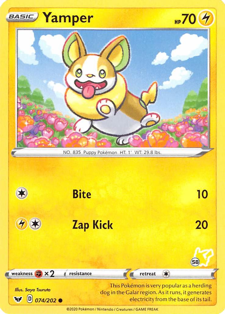 Yamper (074/202) (Pikachu Stamp #58) [Battle Academy 2022] | All Aboard Games