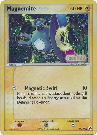 Magnemite (59/92) (Stamped) [EX: Legend Maker] | All Aboard Games