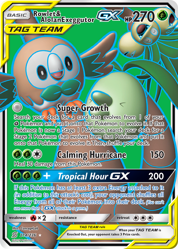 Rowlet & Alolan Exeggutor GX (214/236) [Sun & Moon: Unified Minds] | All Aboard Games