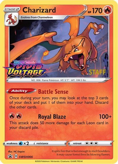 Charizard (SWSH066) (Staff Prerelease Promo) [Sword & Shield: Black Star Promos] | All Aboard Games