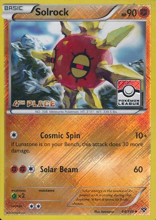Solrock (64/146) (4th Place League Challenge Promo) [XY: Base Set] | All Aboard Games
