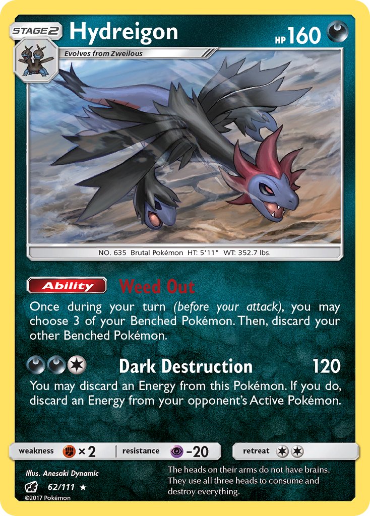 Hydreigon (62/111) (Cracked Ice Holo) (Theme Deck Exclusive) [Sun & Moon: Crimson Invasion] | All Aboard Games