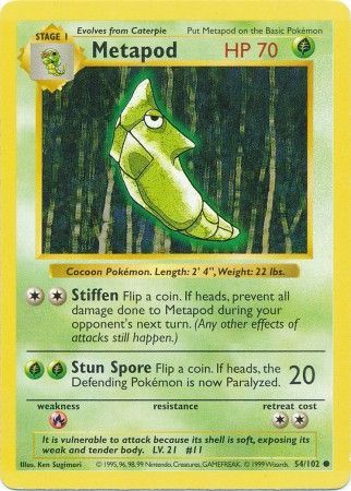 Metapod (54/102) [Base Set Shadowless Unlimited] | All Aboard Games