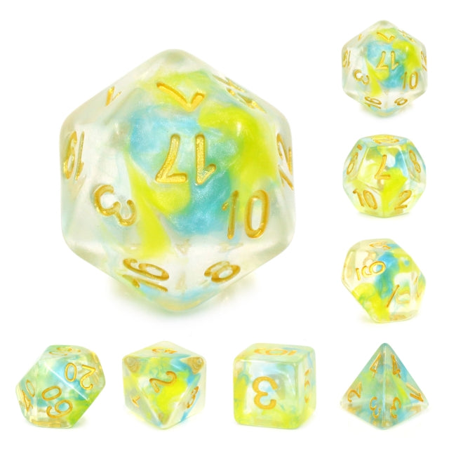 7pc Pearl Swirl Yellow-Blue w/ Gold - HDS11 | All Aboard Games