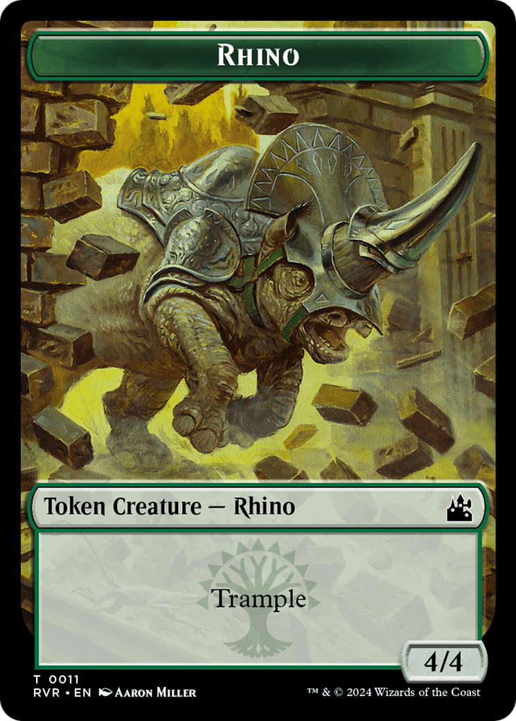Bird // Rhino Double-Sided Token [Ravnica Remastered Tokens] | All Aboard Games